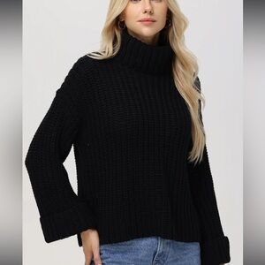 525 America black turtleneck shaker sweater.  Size S.
